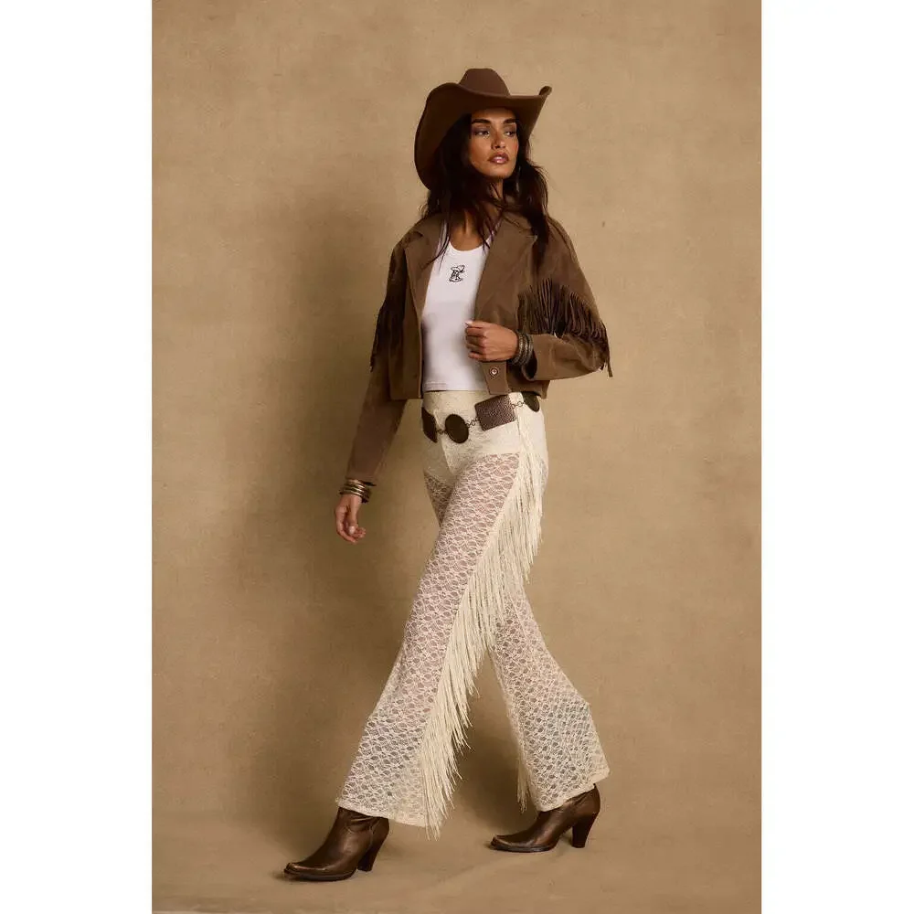 12th Tribe Happy Hour Cream Fringe Pants Size M PRE-ORDER LATE MAY 2026M - Picture 3 of 6